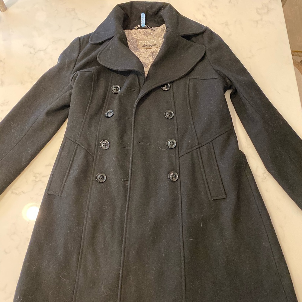 Guess black pea coat